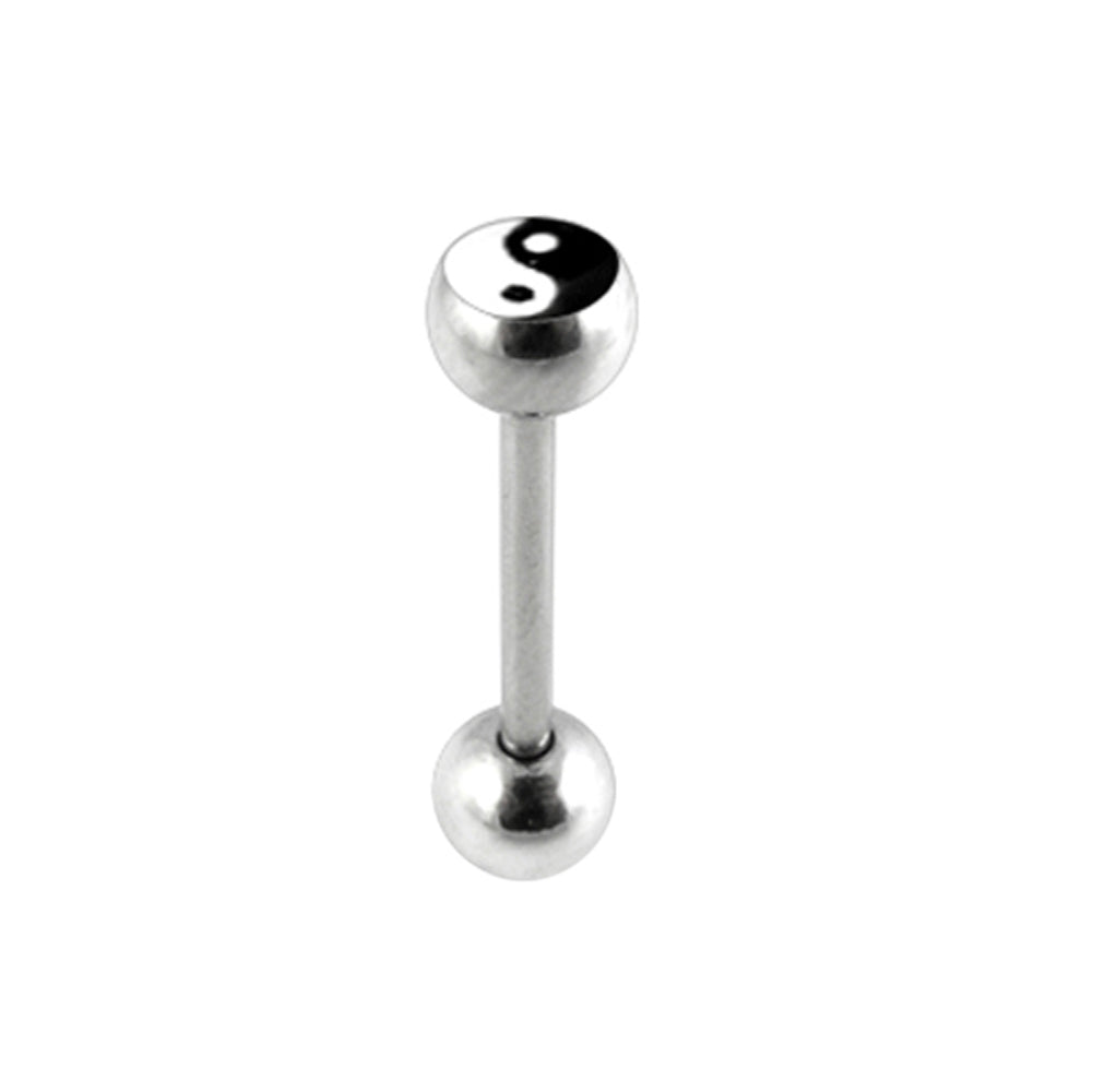 Black & White Ying Yang Logo Tongue Ring