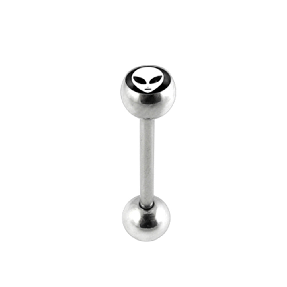 White ALIEN Logo Tongue Ring