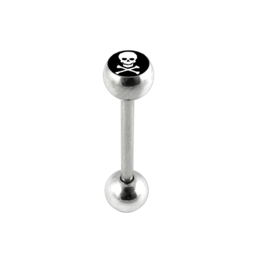 White PIRATE Logo Tongue Ring