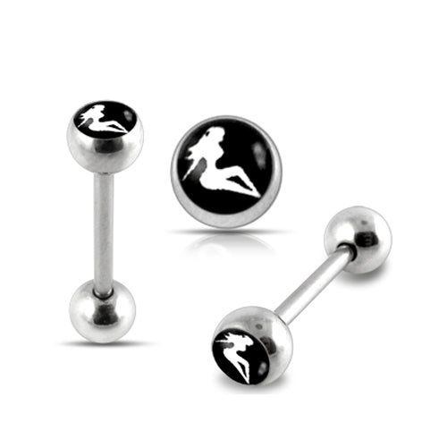 Sexy Lady Logo Tongue Barbell Ring