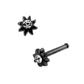 316L SS Anodized Black Jeweled Sun Nose Pin