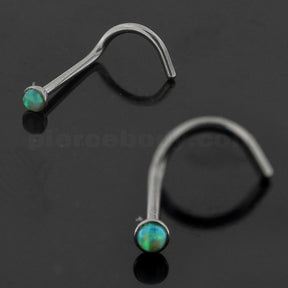 20G Surgical Steel Synthetic Half Opal Stone Nose Screw