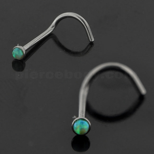 20G Surgical Steel Synthetic Half Opal Stone Nose Screw