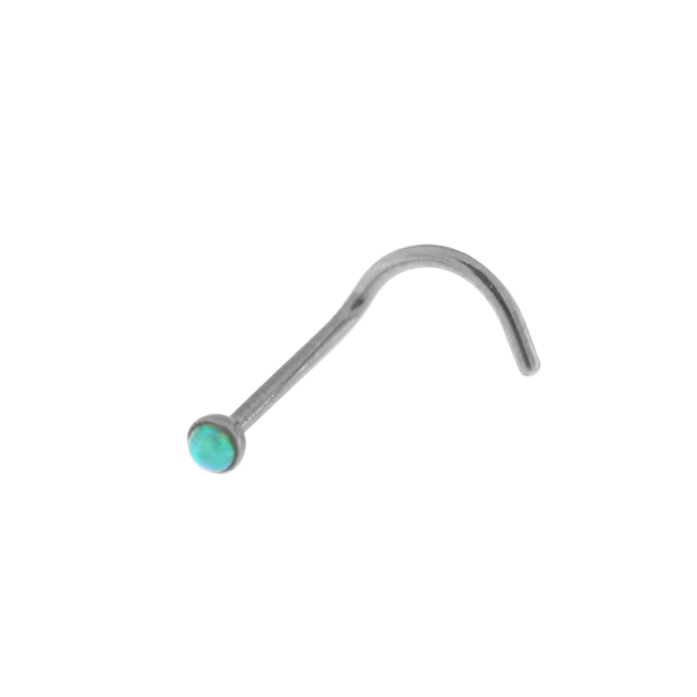20G Surgical Steel Synthetic Half Opal Stone Nose Screw