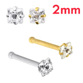 20G Surgical Steel Square CZ Stone Nose Bone Stud