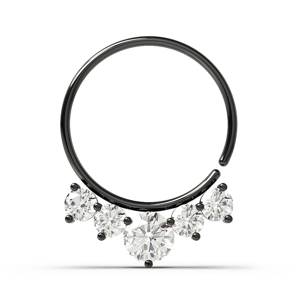 Five CZ's Jeweled Cartilage, Tragus, Septum Ring Jewelry