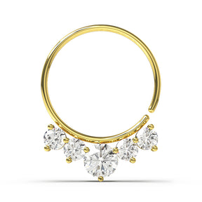 Five CZ's Jeweled Cartilage, Tragus, Septum Ring Jewelry