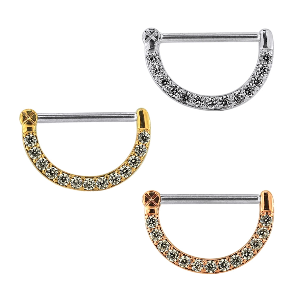 Multi Round Jeweled CZ Nipple Clicker Piercing
