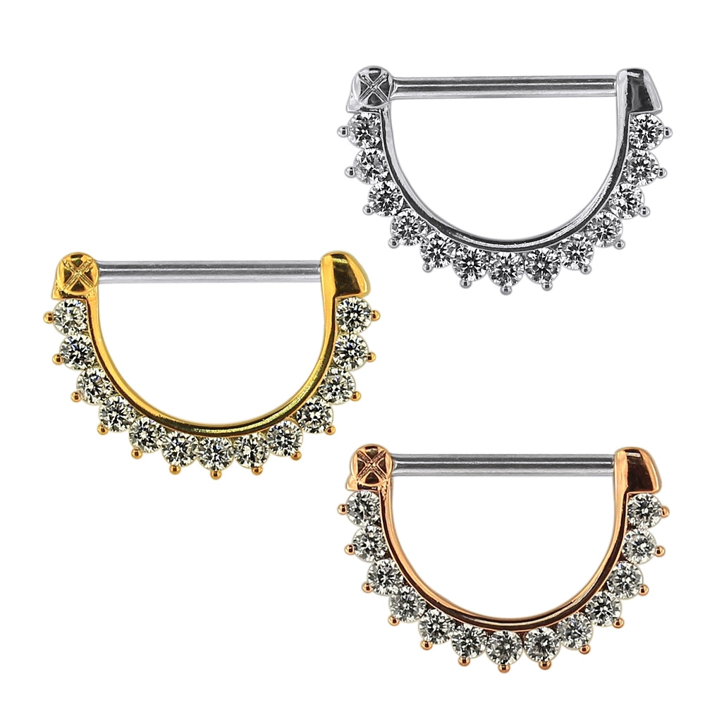 Jeweled Round CZ Nipple Clicker Piercing Jewelry