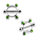 Peridot Jeweled Surgical Steel Nipple Rounder