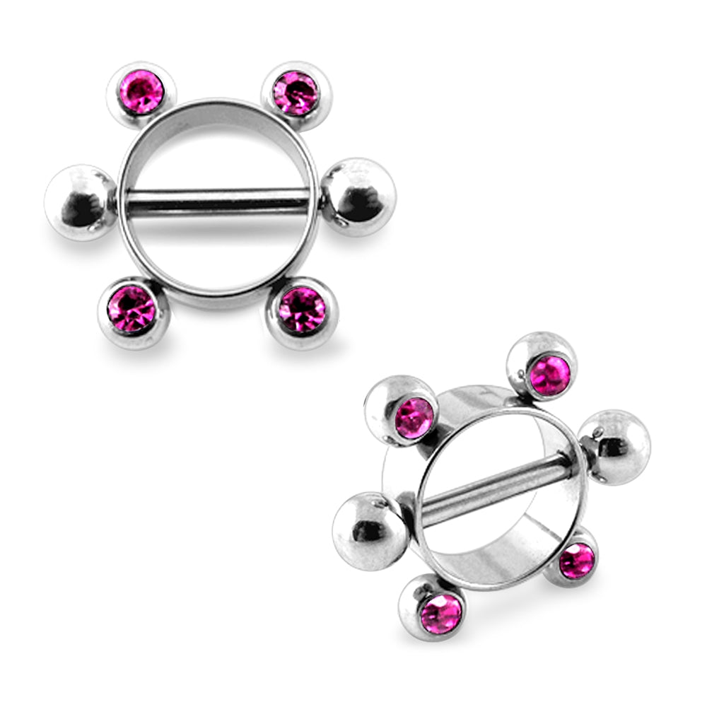 Pink Jeweled Surgical Steel Nipple Rounder