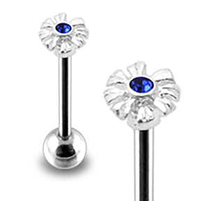 Rhinestone Zenia Flower Tongue Ring