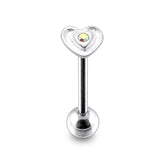 Jeweled Heart  Flower Tongue Ring