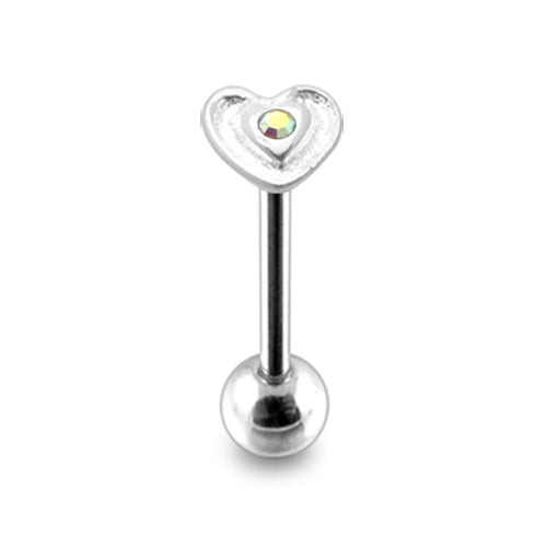 Jeweled Heart  Flower Tongue Ring