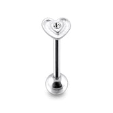 Jeweled Heart  Flower Tongue Ring With 6mm ball