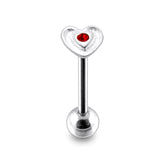 316L Surgical Grade Steel Jeweled Heart  Flower Tongue Ring body Jewelry