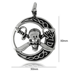 Stainless Steel Pirates Skull with Sword Pendant