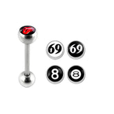 Tongue Barbell with 4 Free Numeric Logo Ball