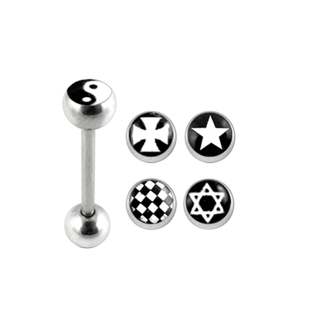 Tongue Barbell with 4 Free Star Logo Ball