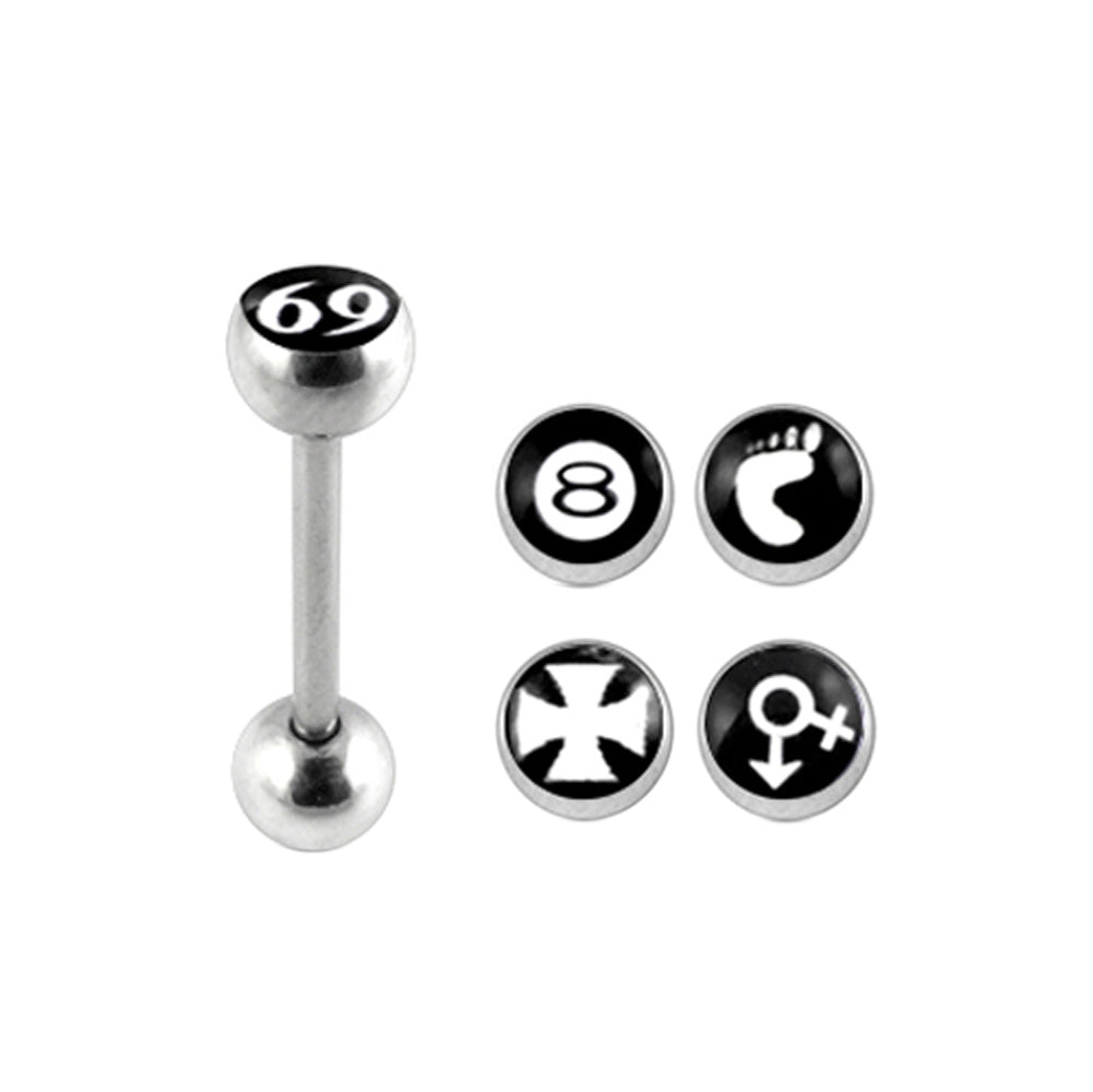 Tongue Barbell with 4 Free Ancient Logo Ball