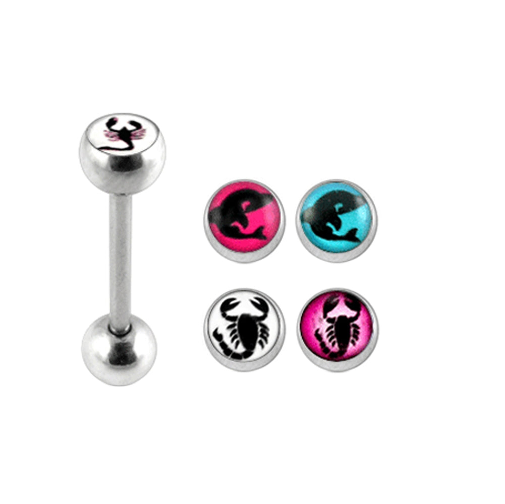 Tongue Barbell with 4 Free Scorpian Logo Ball