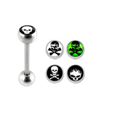 Tongue Barbell with 4 Free Skull Logo Ball