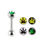 Tongue Barbell with 4 Free Marijuana Logo Ball