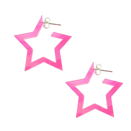 Pink UV React Star Ear Hoop