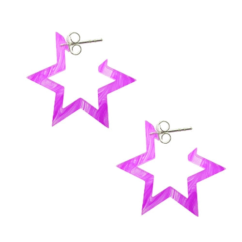 Amethyst UV React 6 Star Ear Hoop