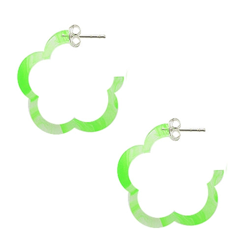 Peridot UV Flower Ear Hoop In Silver SUM2003PE