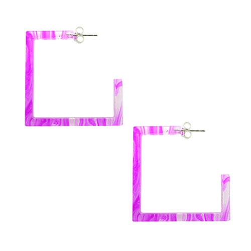 26mm Amethyst UV Square  Ear Hoop