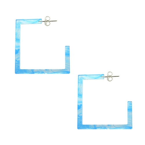 26mm Aqua UV Square  Ear Hoop