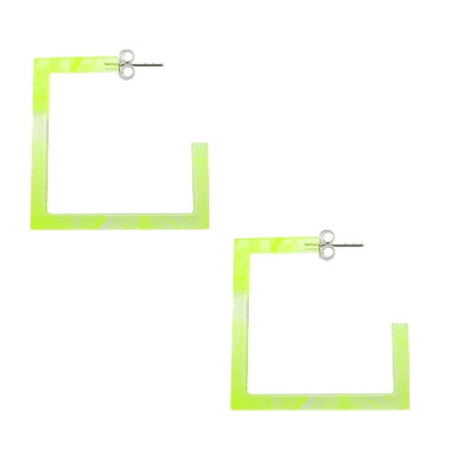 26mm Yellow UV Square  Ear Hoop