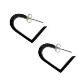 Black UV Acrylic Heart Silver Ear Stud Hoop