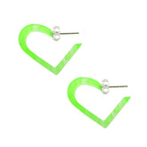 Peridot UV Heart Silver Earring Hoop