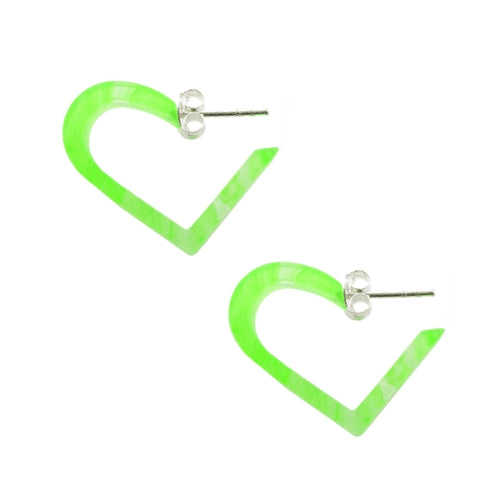 Peridot UV Heart Silver Earring Hoop