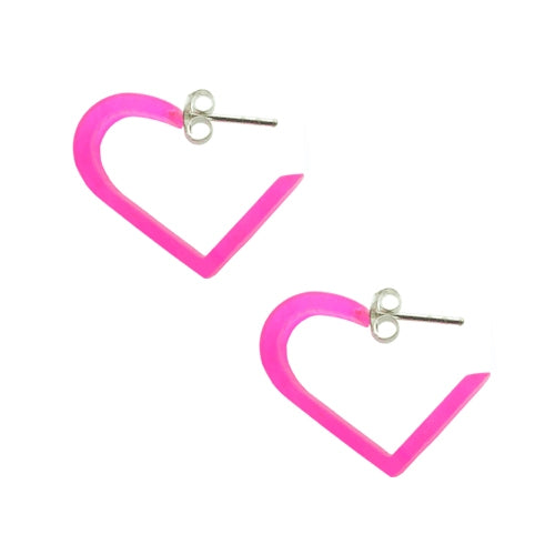 Pink UV Heart Ear Hoop