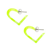 Yellow UV Heart Ear Hoop