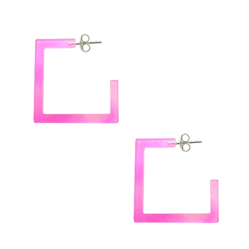 Pink UV Square Ear Hoop