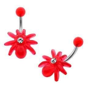 Red UV Jeweled Spider Belly Ring