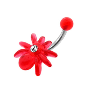 Red UV Jeweled Spider Belly Ring