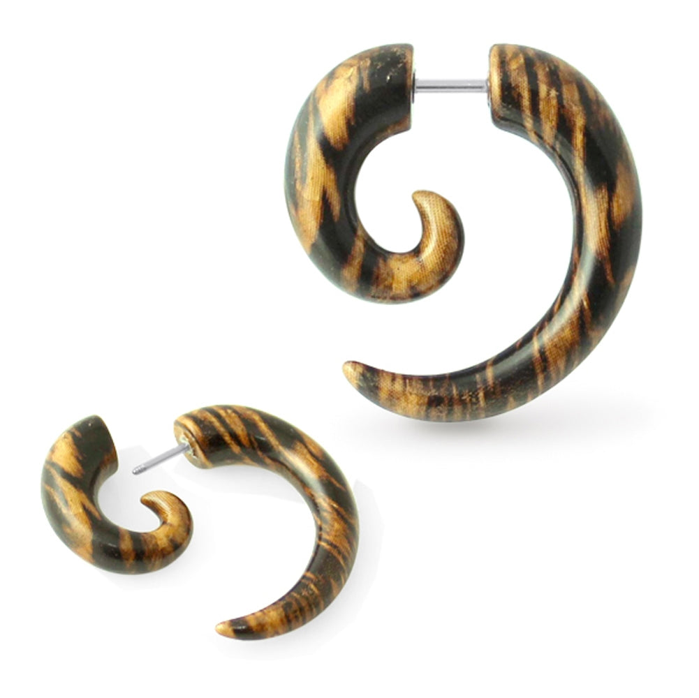 Wooden Color Spiral Fake Ear Plug