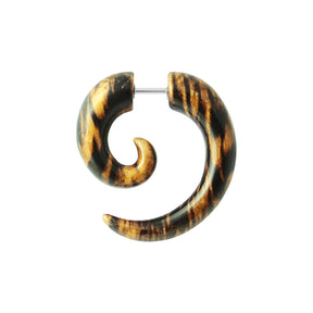 Wooden Color Spiral Fake Ear Plug