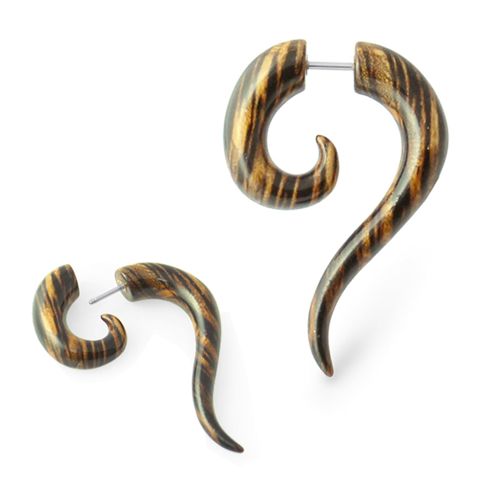 Wooden Spiral Long Tail Fake Ear Plug