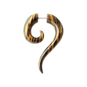 Wooden Spiral Long Tail Fake Ear Plug