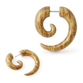 Wooden Marble Spiral Fake Ear Plug