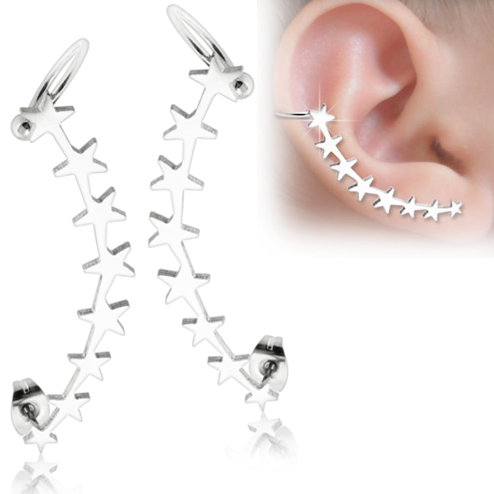 Ear Cuff Piercing Wrap Multi Stars Cartilage Clip on Piercing Ear rings