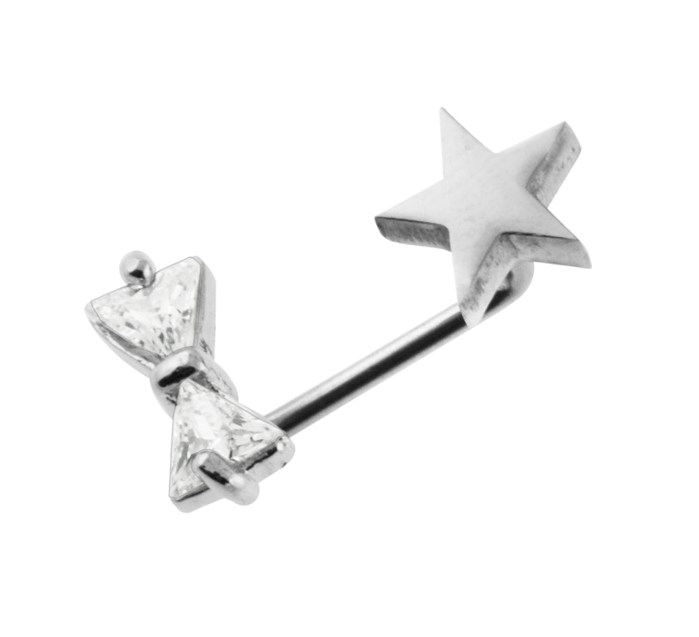 Crystal Tie Bow with Star Surface Piercing