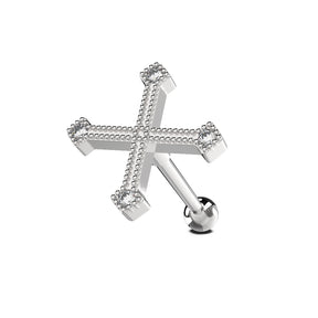 Micro Setting Jeweled Irish Cross Tragus Piercing