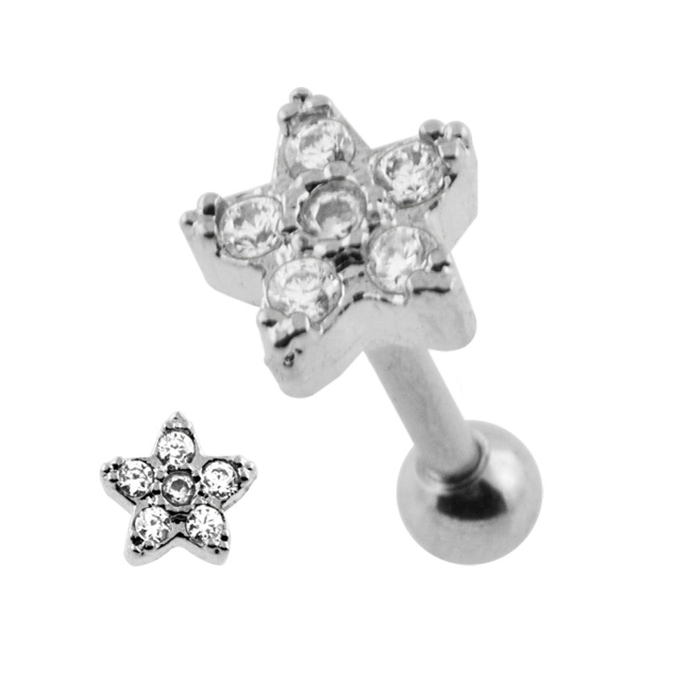 Micro Setting Jeweled Flower Tragus Piercing